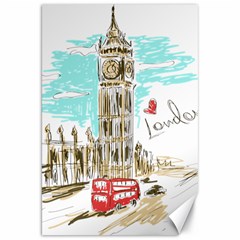 Big-ben-paris-clock-tower-vector-painted-london Canvas 20  X 30  by Jancukart