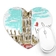 Big-ben-paris-clock-tower-vector-painted-london Heart Mousepads by Jancukart