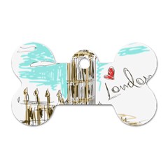 Big-ben-paris-clock-tower-vector-painted-london Dog Tag Bone (one Side)