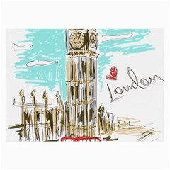 Big-ben-paris-clock-tower-vector-painted-london Large Glasses Cloth by Jancukart