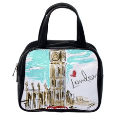 Big-ben-paris-clock-tower-vector-painted-london Classic Handbag (one Side) by Jancukart