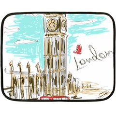 Big-ben-paris-clock-tower-vector-painted-london Fleece Blanket (mini) by Jancukart