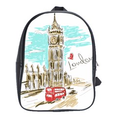 Big-ben-paris-clock-tower-vector-painted-london School Bag (large) by Jancukart