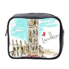 Big-ben-paris-clock-tower-vector-painted-london Mini Toiletries Bag (two Sides) by Jancukart