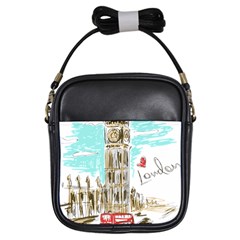 Big-ben-paris-clock-tower-vector-painted-london Girls Sling Bag