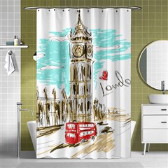 Big-ben-paris-clock-tower-vector-painted-london Shower Curtain 48  X 72  (small)  by Jancukart