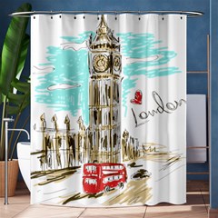 Big-ben-paris-clock-tower-vector-painted-london Shower Curtain 60  X 72  (medium) 