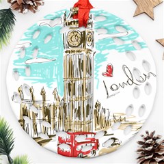 Big-ben-paris-clock-tower-vector-painted-london Ornament (round Filigree)