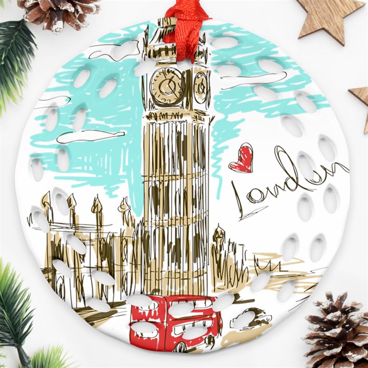 Big-ben-paris-clock-tower-vector-painted-london Ornament (Round Filigree)