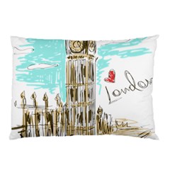 Big-ben-paris-clock-tower-vector-painted-london Pillow Case (two Sides) by Jancukart