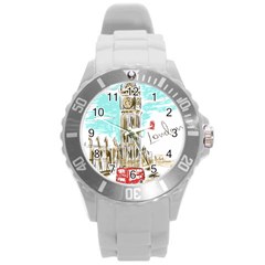 Big-ben-paris-clock-tower-vector-painted-london Round Plastic Sport Watch (l) by Jancukart