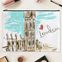 Big-ben-paris-clock-tower-vector-painted-london Cosmetic Bag (xxxl) by Jancukart