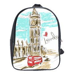 Big-ben-paris-clock-tower-vector-painted-london School Bag (xl)