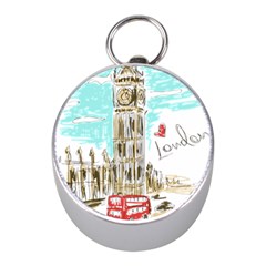 Big-ben-paris-clock-tower-vector-painted-london Mini Silver Compasses