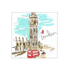 Big-ben-paris-clock-tower-vector-painted-london Satin Bandana Scarf 22  X 22 