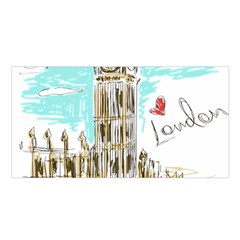 Big-ben-paris-clock-tower-vector-painted-london Satin Shawl 45  X 80  by Jancukart