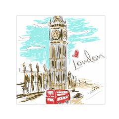 Big-ben-paris-clock-tower-vector-painted-london Square Satin Scarf (30  X 30 ) by Jancukart