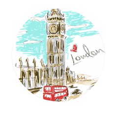 Big-ben-paris-clock-tower-vector-painted-london Mini Round Pill Box by Jancukart