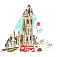 Big-ben-paris-clock-tower-vector-painted-london Wooden Puzzle Triangle by Jancukart