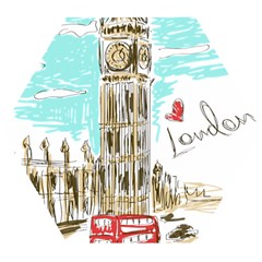 Big-ben-paris-clock-tower-vector-painted-london Wooden Puzzle Hexagon by Jancukart