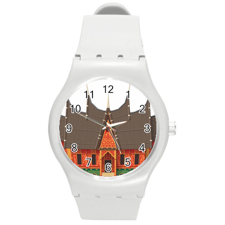 Gadang-minangkabau-people Round Plastic Sport Watch (M)