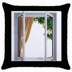 Window Throw Pillow Case (black)