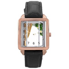 Window Rose Gold Leather Watch 