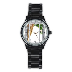 Window Stainless Steel Round Watch