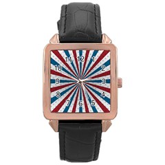 Usa-deco-background Rose Gold Leather Watch 