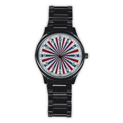 Usa-deco-background Stainless Steel Round Watch