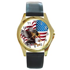 American-eagle- Clip-art Round Gold Metal Watch by Jancukart