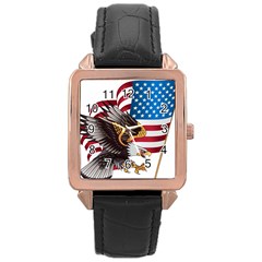 American-eagle- Clip-art Rose Gold Leather Watch 