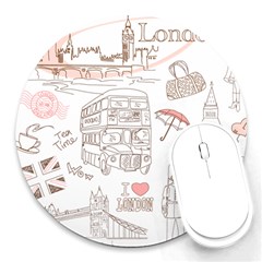 London-paris-drawing-vector-london-comics Round Mousepads by Jancukart