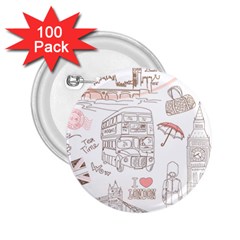 London-paris-drawing-vector-london-comics 2 25  Buttons (100 Pack) 