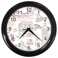 London-paris-drawing-vector-london-comics Wall Clock (black)