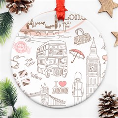 London-paris-drawing-vector-london-comics Round Ornament (two Sides)