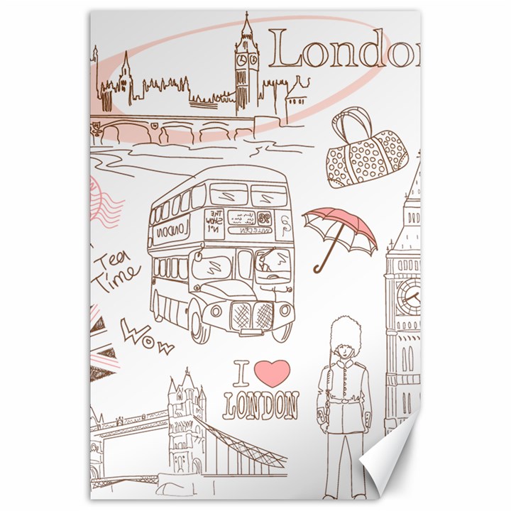 London-paris-drawing-vector-london-comics Canvas 20  x 30 