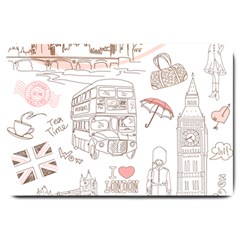 London-paris-drawing-vector-london-comics Large Doormat 