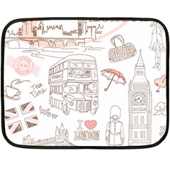 London-paris-drawing-vector-london-comics Double Sided Fleece Blanket (mini) 