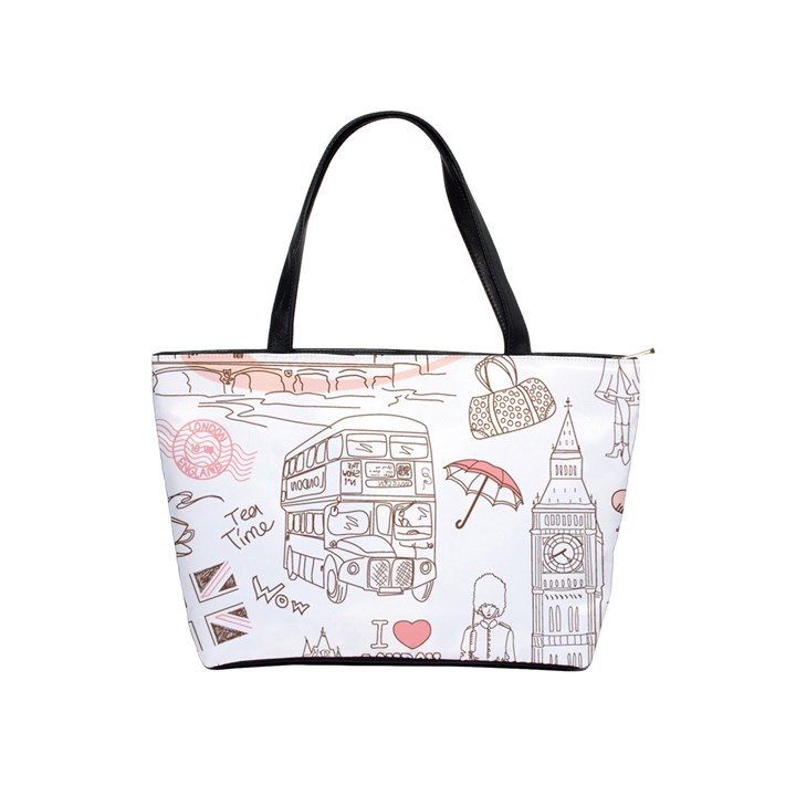 London-paris-drawing-vector-london-comics Classic Shoulder Handbag