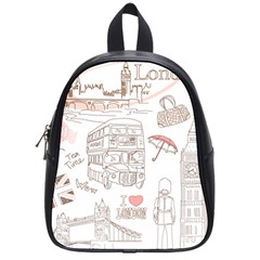 London-paris-drawing-vector-london-comics School Bag (small)