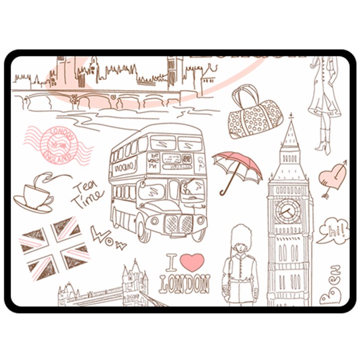 London-paris-drawing-vector-london-comics Fleece Blanket (Large) 