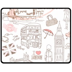 London-paris-drawing-vector-london-comics Fleece Blanket (medium) 