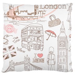 London-paris-drawing-vector-london-comics Large Cushion Case (two Sides)