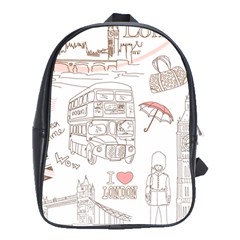 London-paris-drawing-vector-london-comics School Bag (xl) by Jancukart