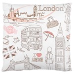 London-paris-drawing-vector-london-comics Large Flano Cushion Case (Two Sides) Front