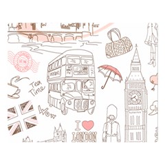 London-paris-drawing-vector-london-comics Double Sided Flano Blanket (large)  by Jancukart