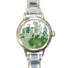 Vector-energy-saving-caring-for-the-earth Round Italian Charm Watch