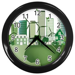 Vector-energy-saving-caring-for-the-earth Wall Clock (black) by Jancukart