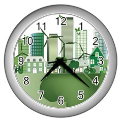 Vector-energy-saving-caring-for-the-earth Wall Clock (silver) by Jancukart